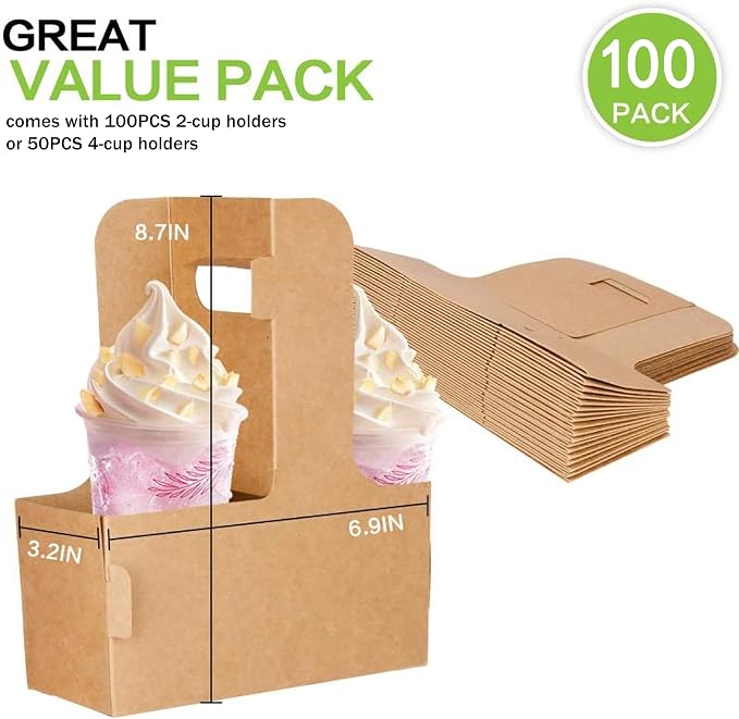 Kaderron Drink Carrier with Handles, Cardboard 2 or 4 Cup Holders, 40 Pack | - Image 6