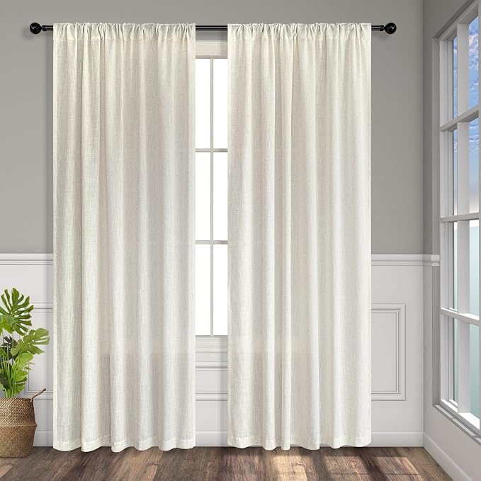 Natural Linen Curtains 45 Inch Length - Image 9