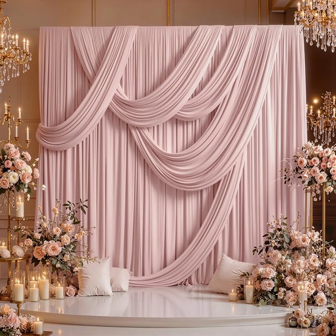 50ft x 15ft Dusty Pink Backdrop Curtains - Image 3