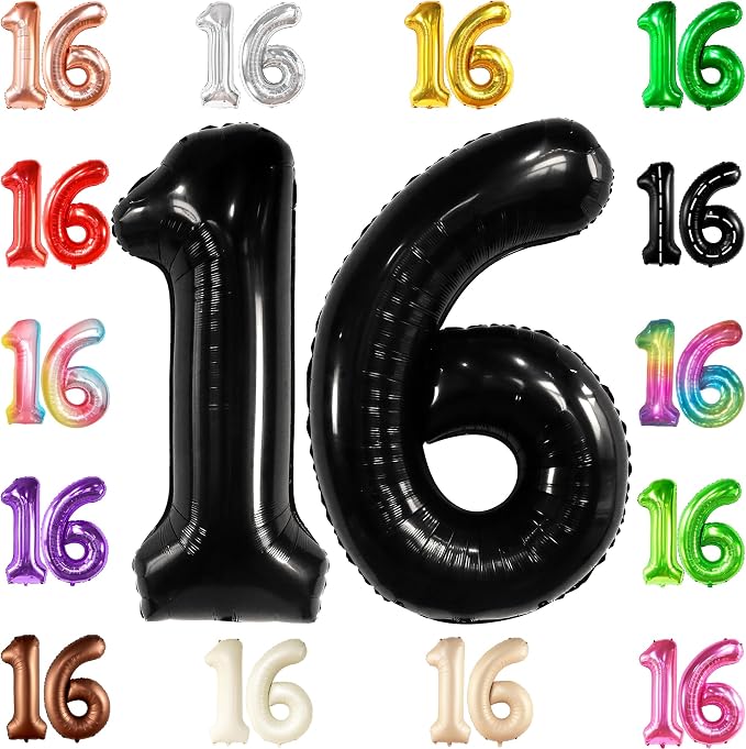 KatchOn Giant Black 16 Balloon Numbers Foil 40 Inch 16 Birthday Decorations | by KatchOn