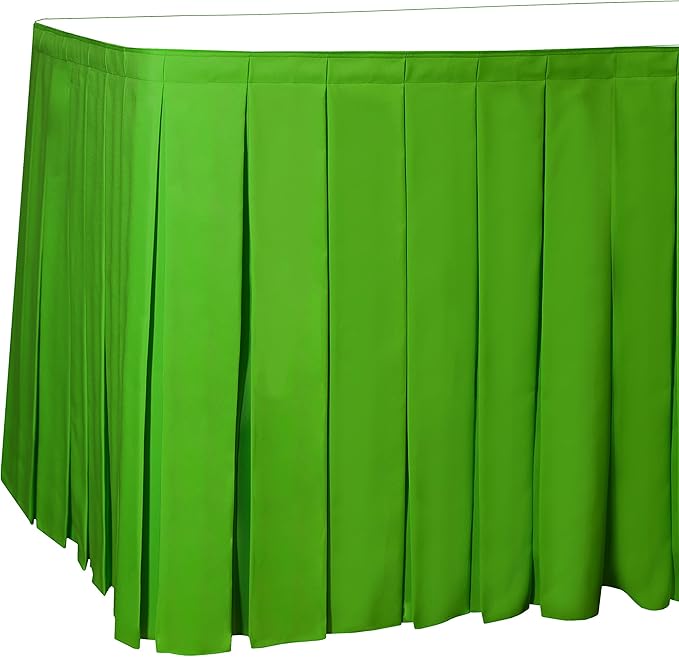 Ultimate Textile Pleat Polyester Fabric Table Skirt - Machine Washable Flame Resistant with Clips for Events, Weddings & Trade Shows, Cut & Sewn in Paterson, NJ - Kelly, 14' Box Pleat