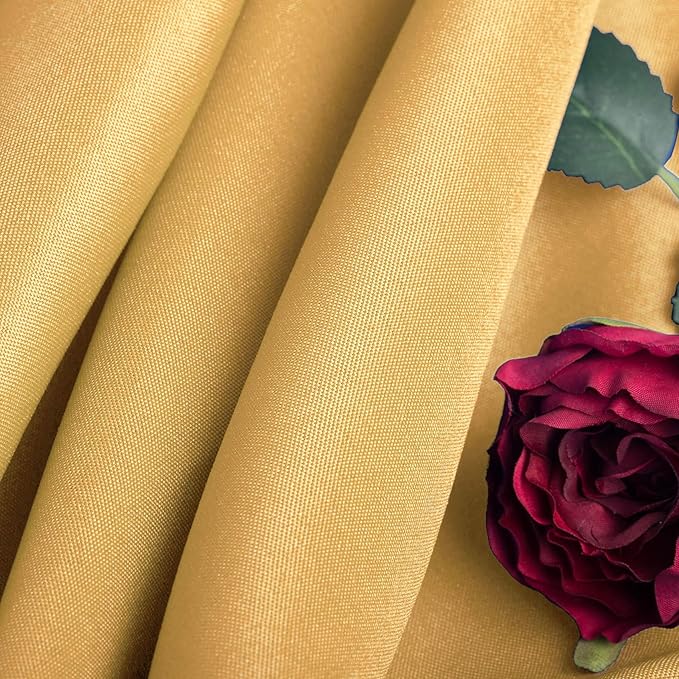 Ascoza 2pack 120 Inch Gold Round Tablecloth in Washable Polyester Fabric for Wedding/Banquet/Restaurant/Parties