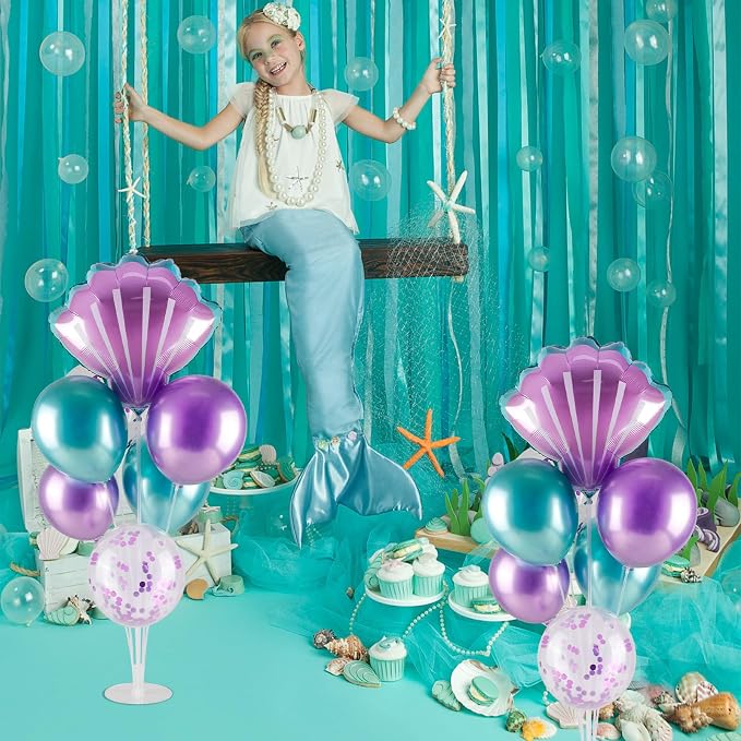 Mermaid Balloons Table Centerpiece 2 Sets Mermaid Balloon Stands | Table - Image 6