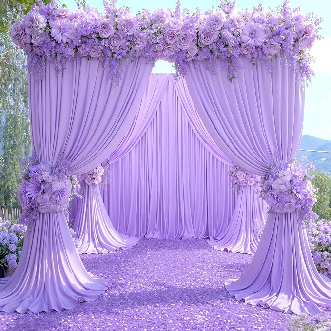 6 Panels Lavender Backdrop Curtains - Image 3