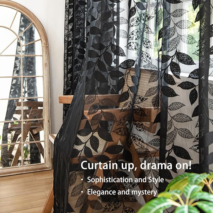 Treatmentex Black Lace Sheer Curtains - Image 8