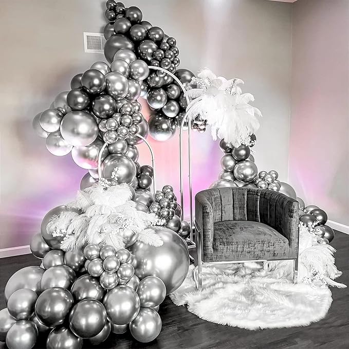 FOTIOMRG 120pcs 5 inch Metallic Silver Balloons | Birthday, Graduation - Image 3
