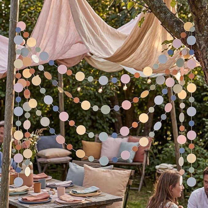 Outus 10 Pieces Colorful Circle Garland Banner Hanging Paper Dot Decorations - Image 6