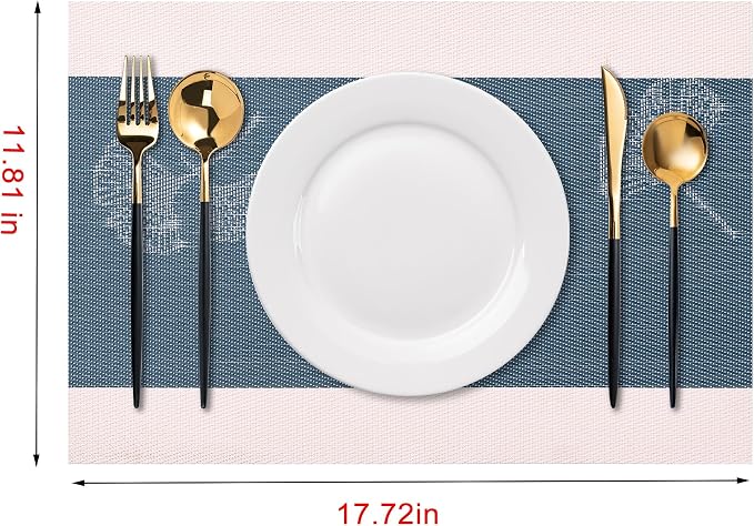 Placemats Set of 6 Washable Indoor | Outdoor Vinyl Place Mats - Image 2