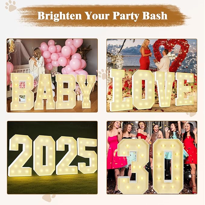 Marquee Light Up Letters: 3FT Large Decorative Signs for Party Decorations Baby Shower Birthday Wedding Engagement Anniversary, 3 Feet Tall Pre-Cut DIY Foamboard Letter D - Easy to Assemble
