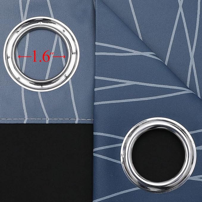 Navy Blue and Greyish White Blackout Curtains 45 Inch Length, Light Blocking - Image 7