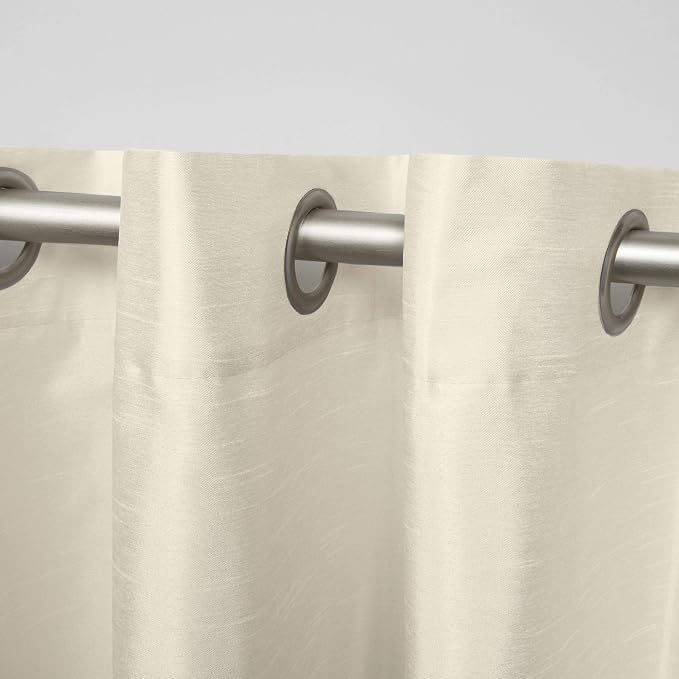 EXCLUSIVE HOME Chateau Striped Faux Silk Grommet Top Curtain Panel Pair - Image 3