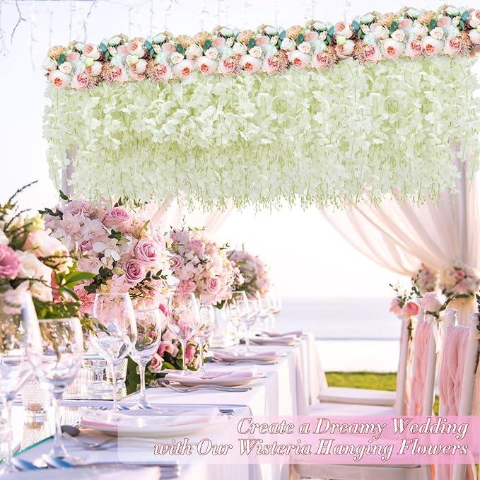 24 Pack Wisteria Hanging Flowers, 3.6 Feet/Pcs White Wisteria Artificial Flowers - Image 7
