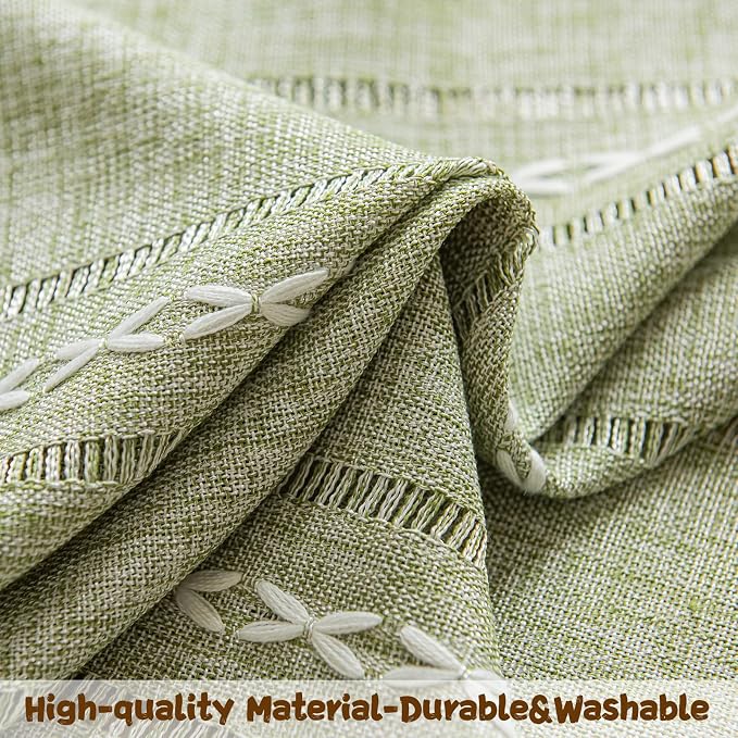 Sutuo Home Green Boho Curtain 52W x 18L inch White Striped Light Filtering - Image 6