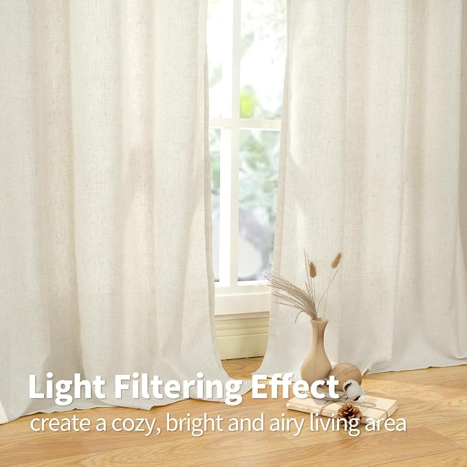 YoungsTex Linen Curtains 108 Inches Length Grommet Light Filtering Living Room - Image 5