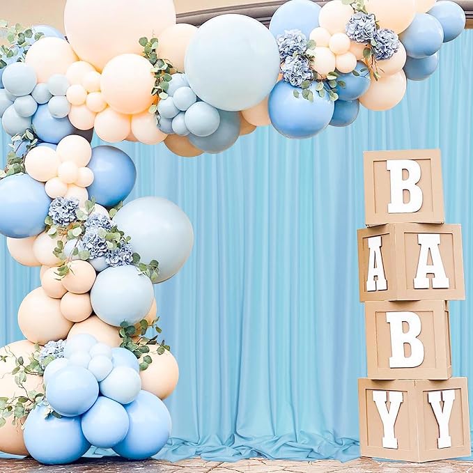 Baby Blue Backdrop Curtain for Baby Shower Parties Light Blue Photo Curtains by MEETSKY