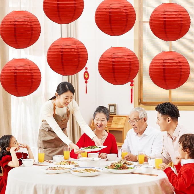 Red Paper Lanterns Round Shape Chinese Japanese Lanterns - Image 7