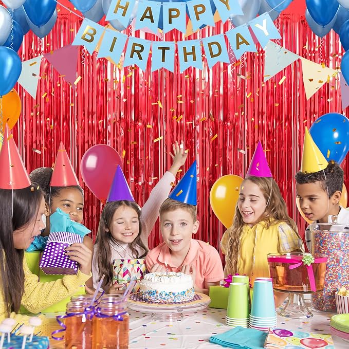 5 Pack 3.3 x 9.9 ft Red Foil Fringe Curtains Streamers Party Decorations | Foil - Image 7