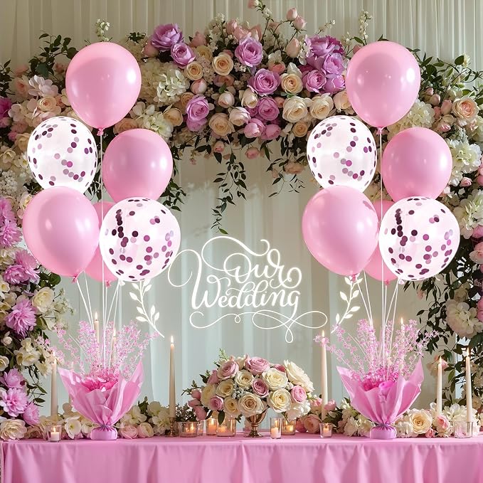 2 Set Pink Table Balloons Foil Spray Centerpiece - Image 2