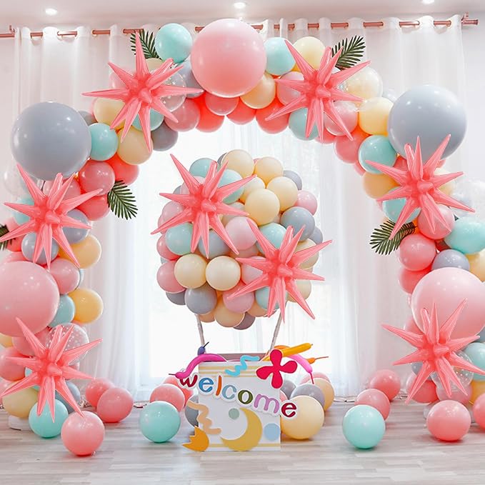 TONIFUL 4 Pcs Explosion Star Balloons Nude Pink Foil Balloon Party Decor | 22 - Image 4