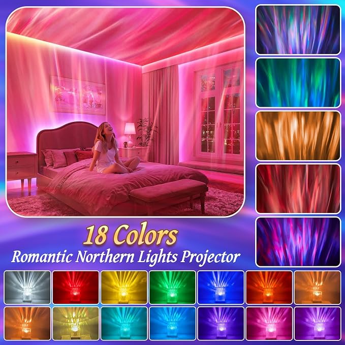 Mubarek Northern Lights for Bedroom, 15 White Noise + Bluetooth Galaxy Light - Image 4