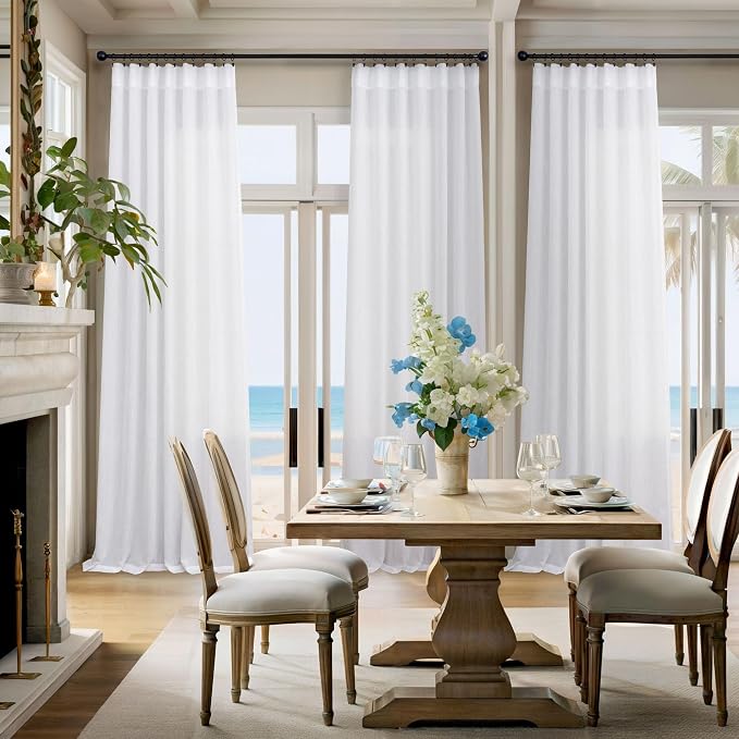 Pitalk White Curtains 86 Inches Long - Image 2