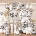 132pcs Silver and White Balloon Arch Kit Different Sizes of 18 12 10 Inch | by Unknown