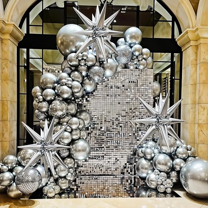 6Pcs 22 Inch Silver Balloons, Disco Ball Balloons - Image 4