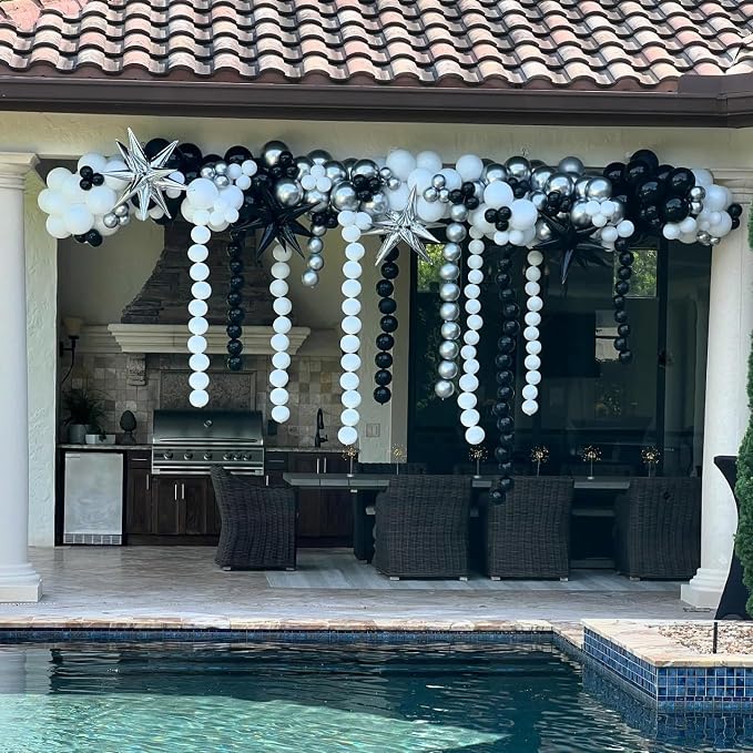 90PCS Black White and Silver Linking Balloons, Wedding Birthday Baby Shower - Image 6