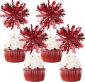30 PCS Foil Firework Cupcake Toppers Sparkle Tinsel Cupcake Picks Happy by ZHUOWEISM