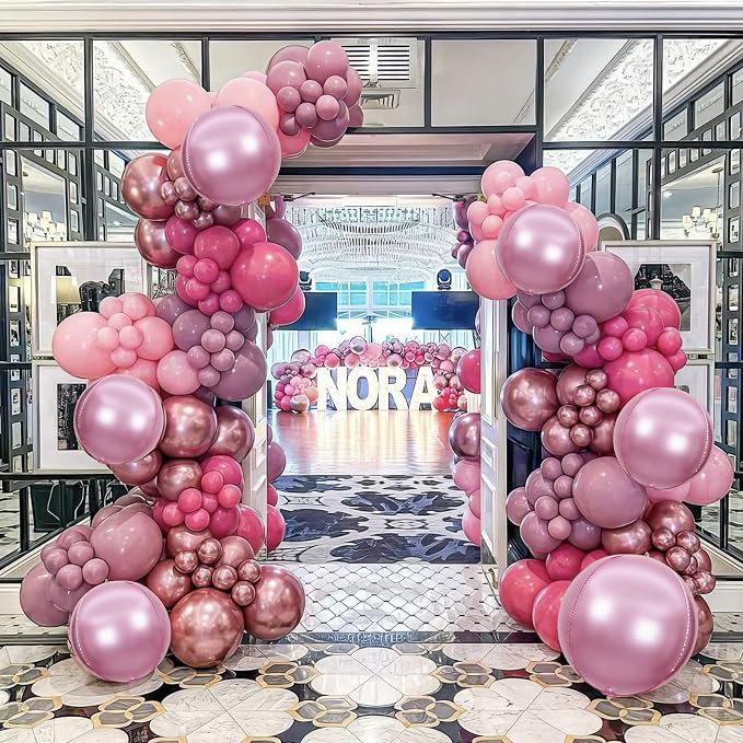 HILAVO 12PCS Pearl Pink Round Foil Balloons - Image 8