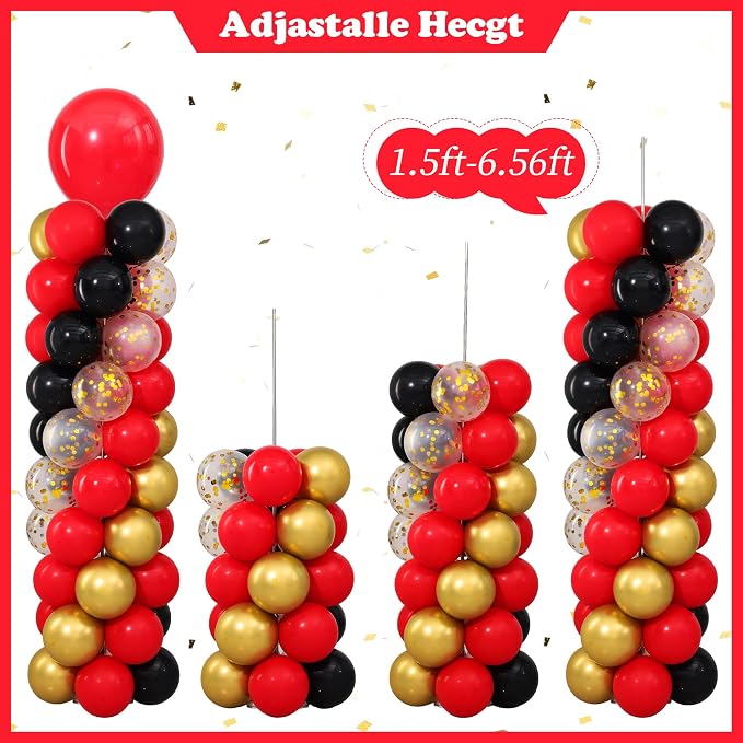Red Black Gold Balloon Column Stand Kit Set of 2 - Image 6