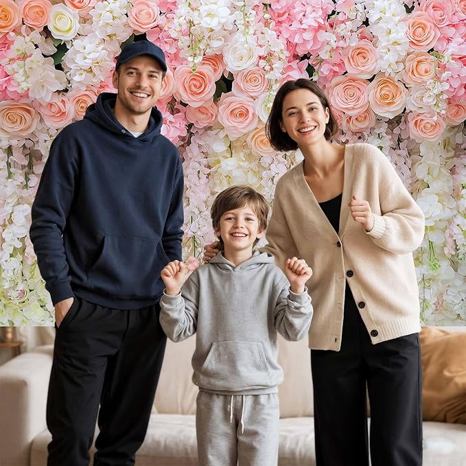 10x10ft Pink Rose Flower Wedding Photography Backdrop Spring Floral Photography Backdrop Valentine's Day Mother's Day Girl Birthday Baby Shower Wedding Bridal Party Banner Photo Booth Props Background