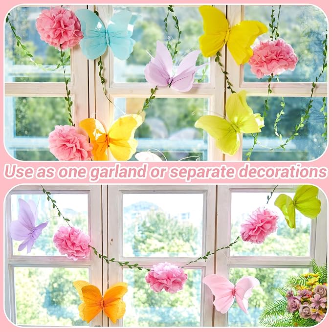 OBBOLO 3D Hanging Butterfly Decorations, Colorful Butterfly Birthday Party - Image 4