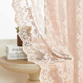 Blush Pink Lace Curtains 72 Inches Long 2 Panels Vintage French Floral Sheer by FOLKSIDEHomeDecoration