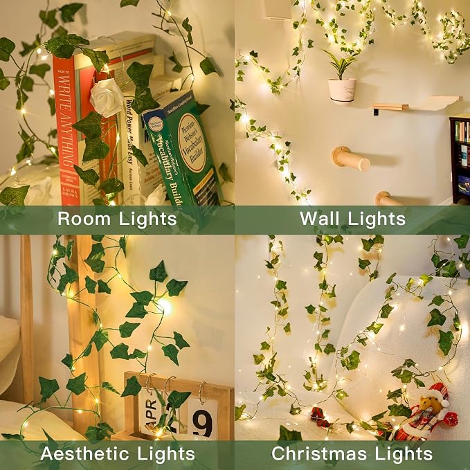 13.1FT 40LED Ivy Vine with Lights Battery Operated Copper Wire | Fairy Lights - Image 2