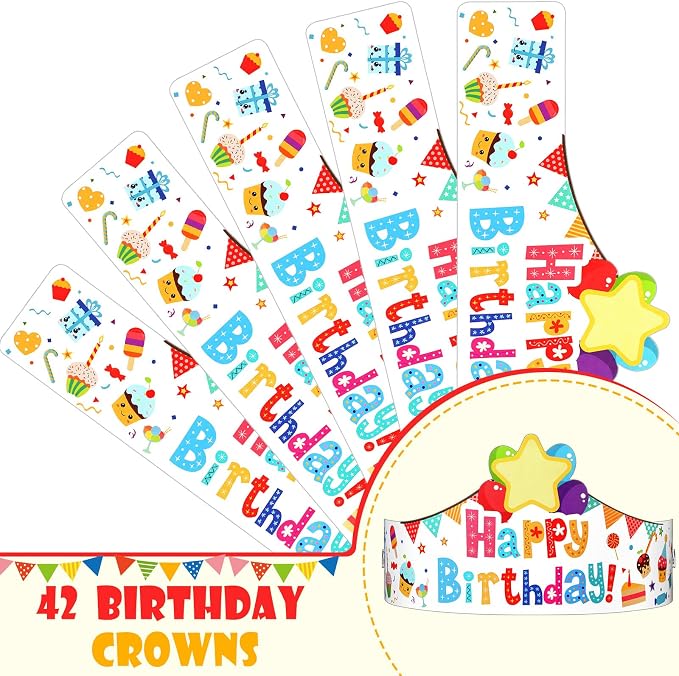 Outus 42 Pack Happy Birthday Crowns - Image 3