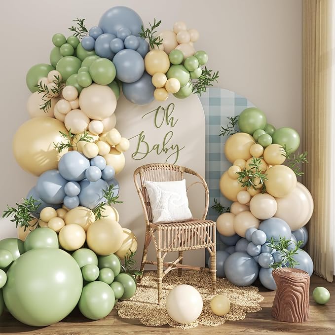 CROSSFINGERS Green Blue Yellow Pastel Balloon Arch Kit by CROSSFINGERS