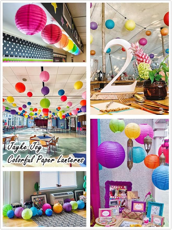 16pcs Mixed Size Colorful Paper Lanterns - Image 6