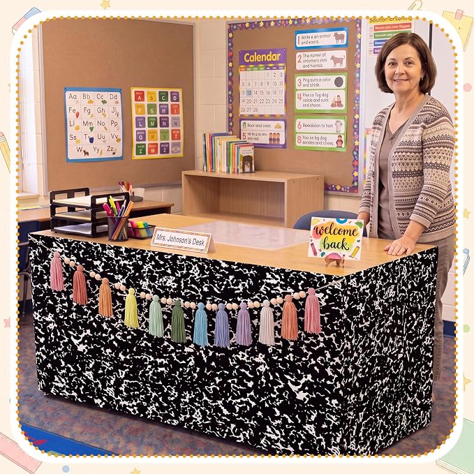 Irenare 2 Pcs 6Ft Composition Table Skirt and Tassels Garland - Image 4