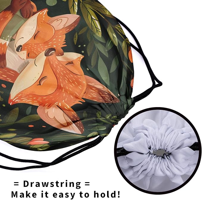 Fox Art Gymnastics Grip Bag Wild Plant Leaves Green Drawstring Grip Bags - Image 5
