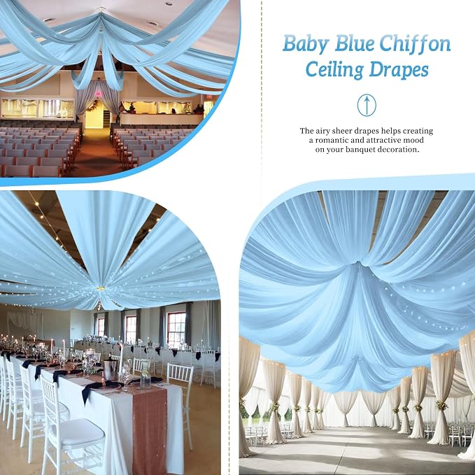Showgeous 6 Panels Baby Blue Ceiling Drapes - Image 6