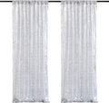 Silver Sequin Backdrop Curtains-2 Panels 2FTx8FT Silver Backdrop by SoarDream
