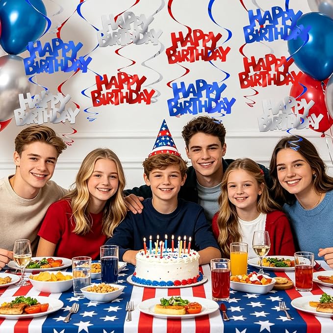 BEISHIDA 12 Pcs Happy Birthday Hanging Swirl Decorations, Men Boys Birthday - Image 5
