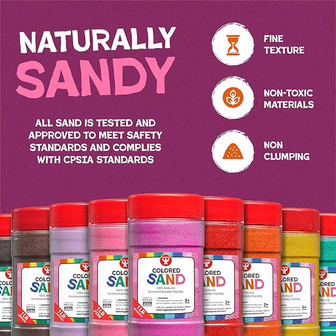 Hygloss Colored Sand for Crafts – 1 lb Bottle, Pink – Vibrant Colorful Fine Sensory Play Sand Art Kits for Kids – Classroom Activities for Children 3 4 5 6 7 8 9 10 11 12 – Safe for Ages 3+