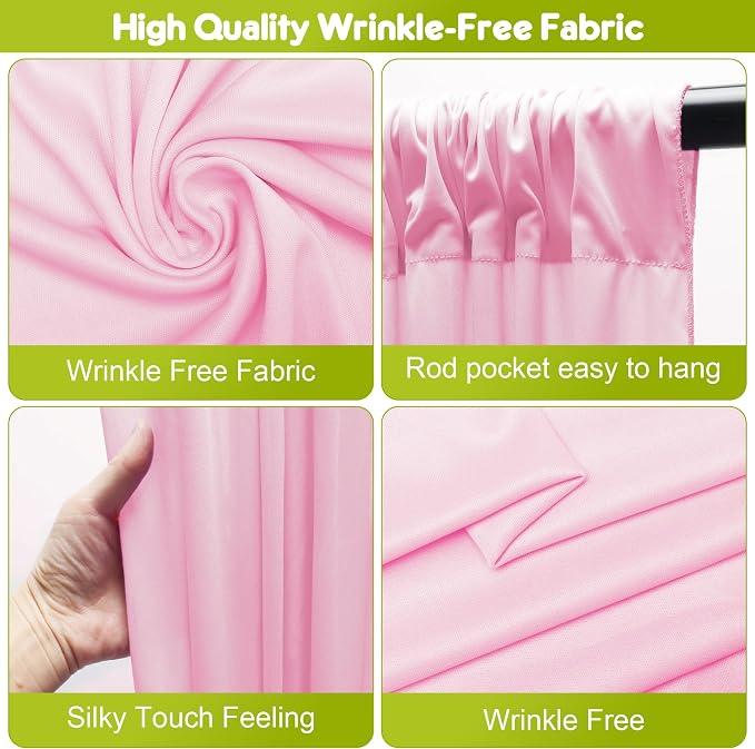 Pink Backdrop Curtain for Wedding Parties Backdrop Drapes 10x10FT | Wrinkle - Image 4