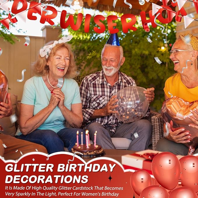 Fulmoon Set of 3 Pre Strung Older Wiser Hotter Glitter Banner Funny Birthday - Image 4