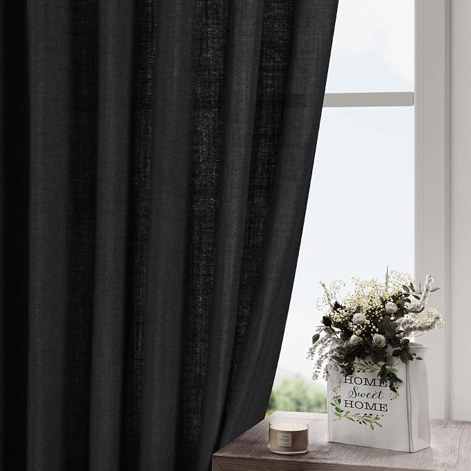 Black Linen Curtains 96 inches Long - Image 2