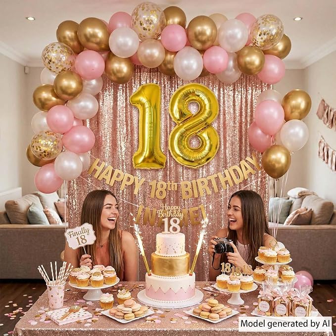 Gold Number 18 Balloon 40 Inch, Shiny Foil Decor - Image 6
