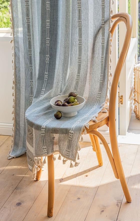 Boho Embroidery Striped Farmhouse Curtains - Image 4