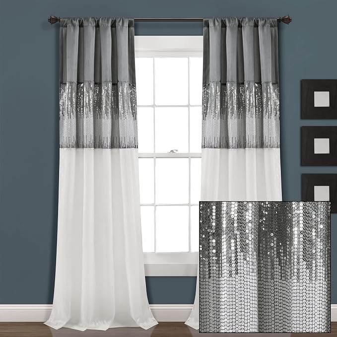 Lush Decor Night Sky Window Curtain Panel, Single 42"W x 95"L Gray & White - Image 8